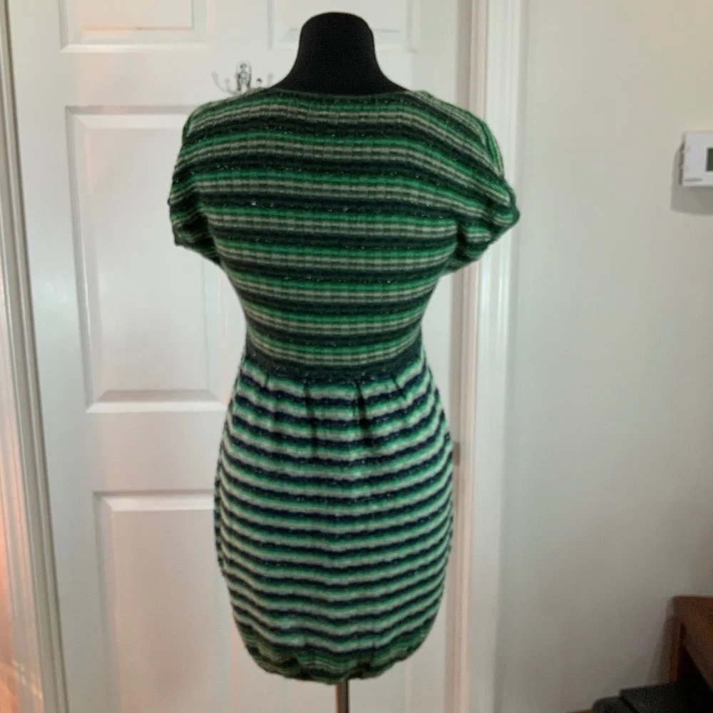 Free People Metallic Wool Blend Knit Sweater Boho Green Mini Dress Size Medium
